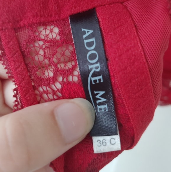 Adore Me red floral lace longline bra - Picture 7 of 9